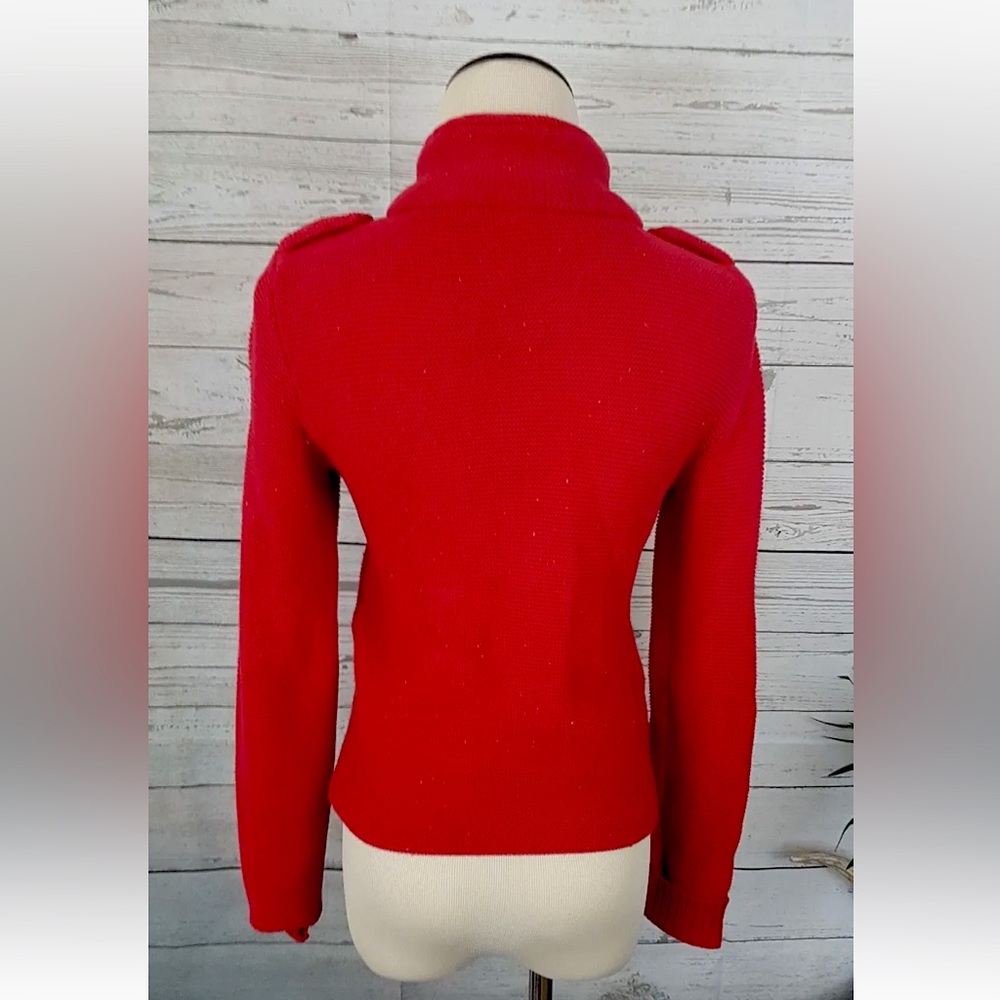 Sparkle And Fade Red Abstract Zipper Coat Sz Small - image 3